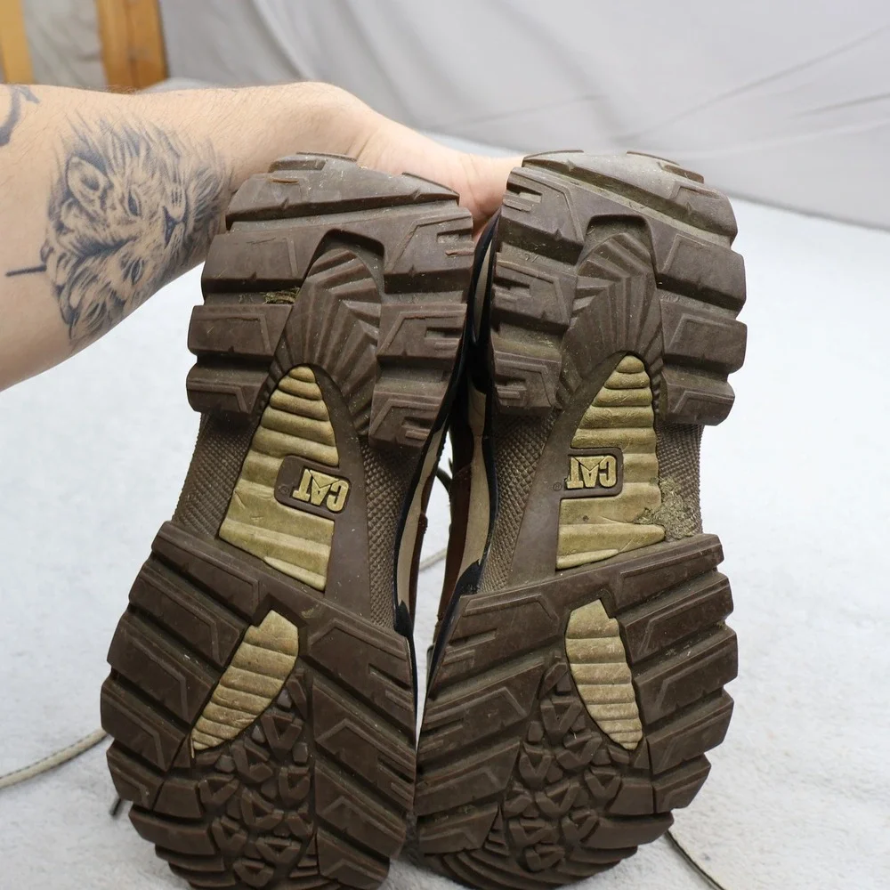 Caterpillar Men 8.5 Work Boots Brwn Antidote Leather Industrial Steel Toe Safety